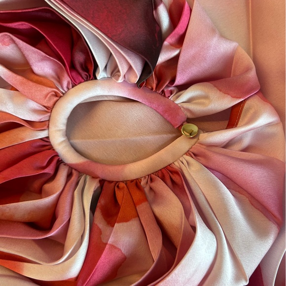 NEW Acler Dalliey Midi Long Sleeves Dress AU8/US4 Red Pink Abstract Floral Blush - Picture 9 of 12